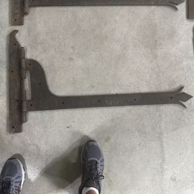 Four Antique Hand Forged Cast Iron Barn Door Hinges 36 Inches Heavy