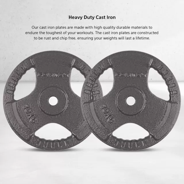 NEW CORTEX Strength 10kg Tri-Grip 25mm Standard Cast Iron Plates (Pair) Home Gym 2