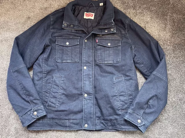 Levi's Dark Blue Denim Padded Jacket - Size M