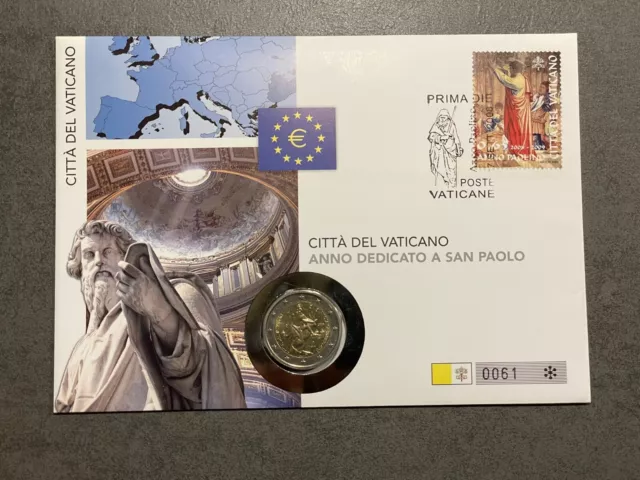 Numisbrief 2 Euro Gedenkmünze Vatikan 2008 Paulusjahr Paulus