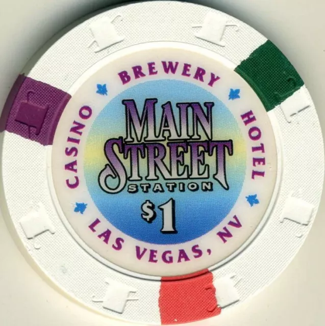 Old $1 MAIN STREET STATION Casino Poker Chip Vintage H/C Mold Las Vegas NV 1996