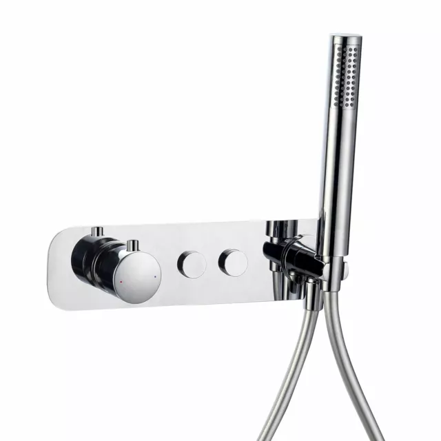 Push Button 2 Way Concealed Thermostatic Shower Mixer Valve with 2 Outlet Chrome