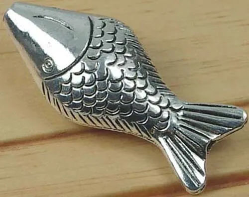 1 Antique Silver Pewter Fish Focal Bead 52x22mm
