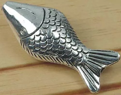 1 Antique Silver Pewter Fish Focal Bead 52x22mm