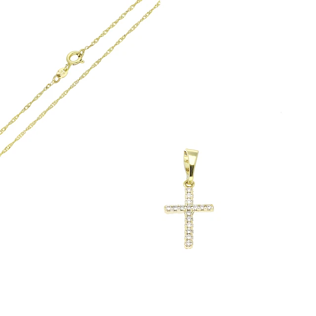 Pendentif Croix En Or 18 Carats - Environ 5x3 Cm - Anneau Inclus - Occasion