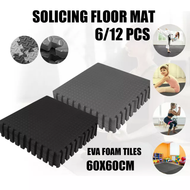 6/12PCS x Interlocking Heavy Duty EVA Foam Gym Flooring Floor Mat Mats Tiles