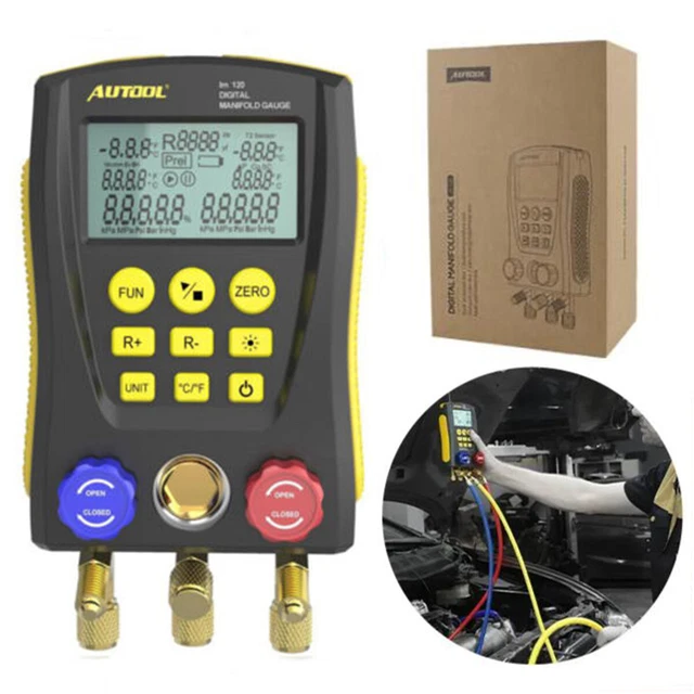 Refrigeration Digital Manifold Gauge Meter HVAC Vacuum Pressure Temperature Test