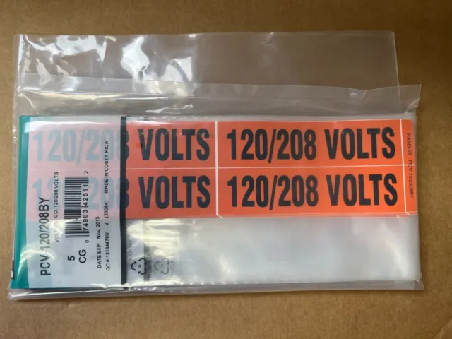 [Pack Of 45] Panduit Pcv-120/208By Voltage Label  ~  New Sealed