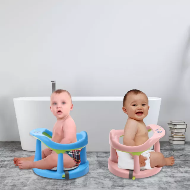 Baby Bath Tub Ring Seat Safety Chair With Anti Slip 4 Suction Cups Pink/Blue NEW 2