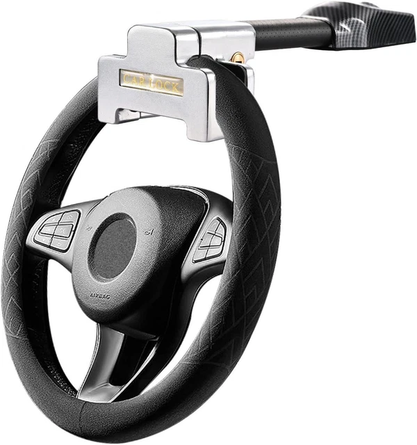 Blocco Volante Antifurto Regolabile Con Cinghia, Universale Per Auto, Camion, SUV, Lunghezza 43 Cm, Colore Giallo, Con 2 Chiavi - 4