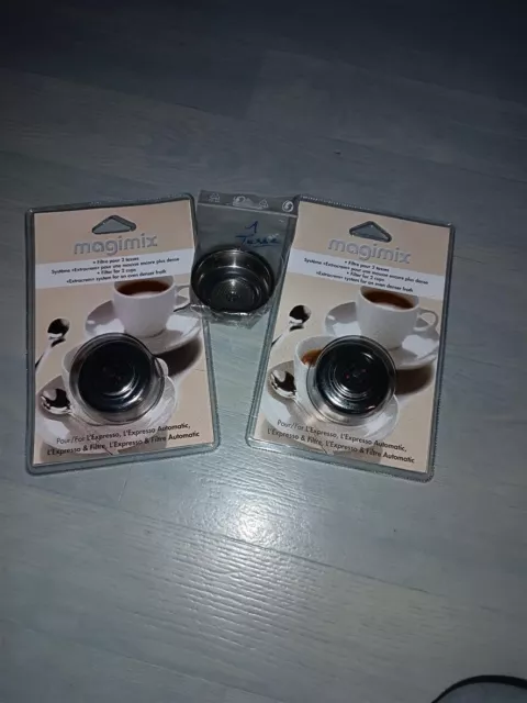 NEUFS.Lot de 2 Filtres 2Tasses Pour Expresso MAGIMIX plus 1 Filtre pour 1 Tasse.