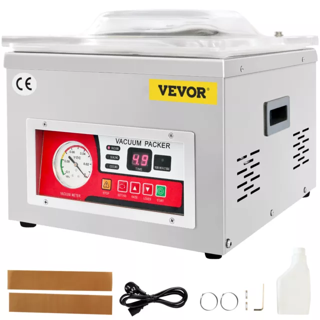 VEVOR Sellador al Vacío 180W Máquina Selladora al Vacío Acero Inoxidable 33x25cm