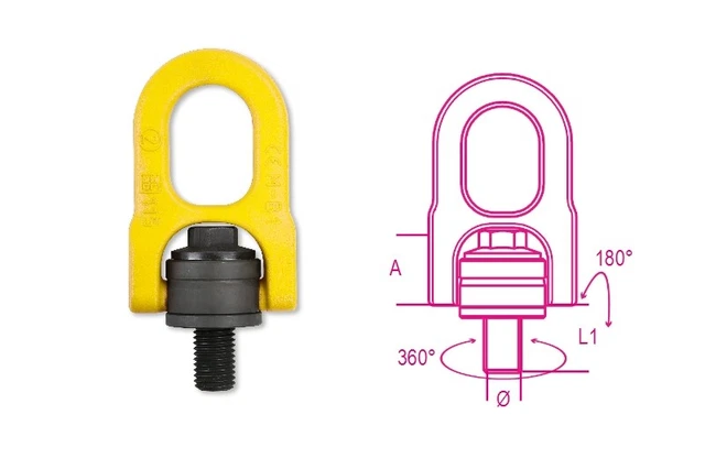 Robur 8049 M8 Regolabile Sollevamento Occhiello Doppio Rotante Anello HT Acciaio
