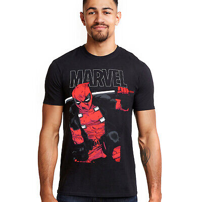 Official Marvel Mens Deadpool Sword T-shirt Black S-2XL