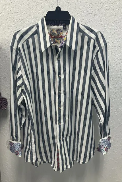 Robert Graham Striped Long Sleeve Button Down Shirt Mens Size L