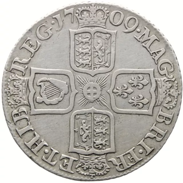 1709 Shilling Anne Coin Silver United Kingdom Plain angles 2