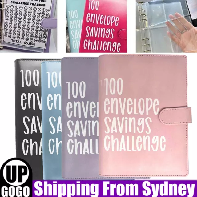 AU 100 Days-Envelope Challenge Binder Budget Saving Challenge Saving Money Book 2