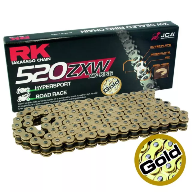 RK Super HD High Speed Motorcycle Motorbike Racing Chain 520 ZXW X 110 Gold