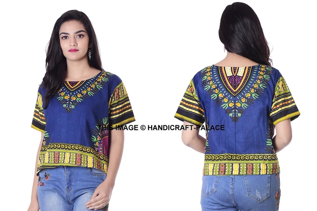 Canotta Donna Casual Slim Fit Top Corto Dashiki Stampa Design Canotta Top