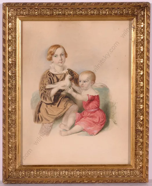 "Biedermeier Portrait of 2 Children", Vienna School of 1.H. of 19th Century (m)