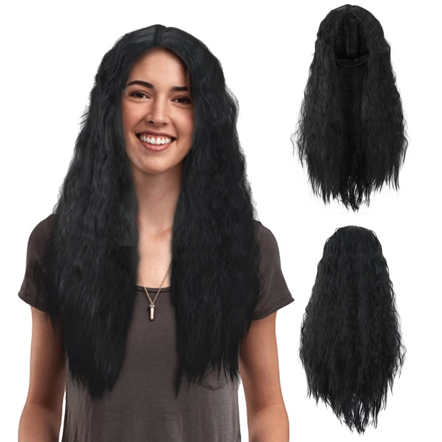 Parrucca riccia lunga 20-34 pollici parrucche lunghe onde nere per donna parrucche ricci sintetiche