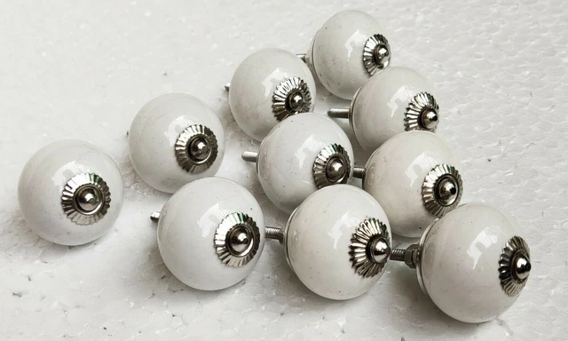 Boutons de porte en céramique boutons de couleur blanche tiroir d'armoire...