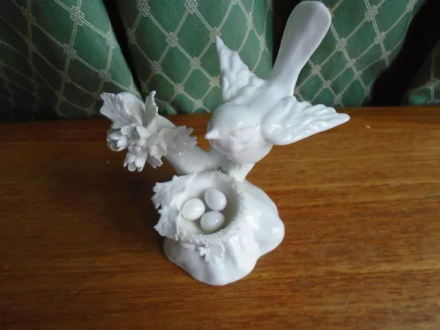 Pretty Crown Staffordshire White Porcelain Bird Sculpture