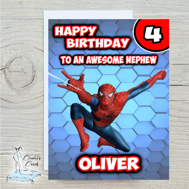 personalised birthday card spiderman any name/age/relation/occasion.