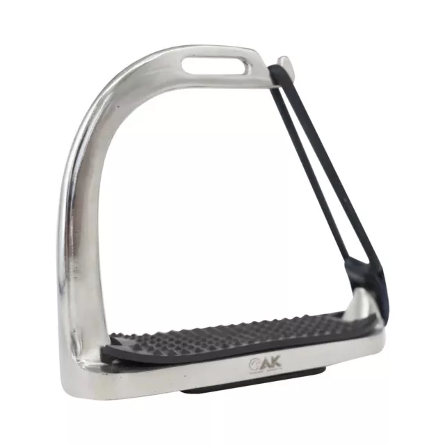 AK Stainless Steel Safety / Half Horse Riding Stirrups with Black Treads