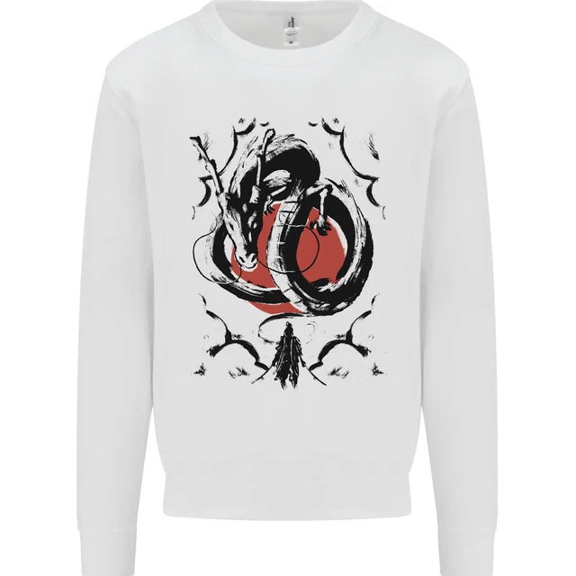 Felpa maglione bambini Samurai Warrior Dragon & Sun Fantasy MMA