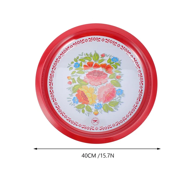 ROUND ENAMEL TRAY Trinket Fruit and Vegetable Plate New Year Decorative