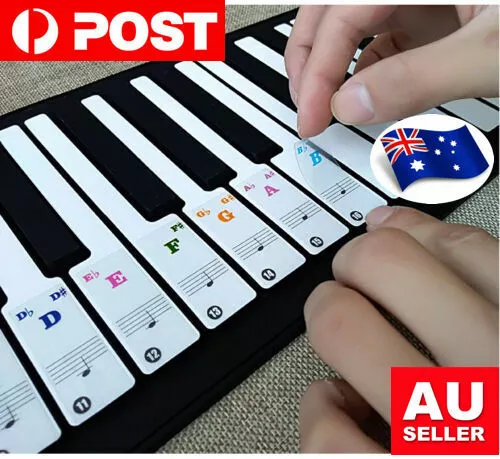 Keyboard Piano Stickers Labels Up to 61 / 88 KEY Set Learn Play Music Kids