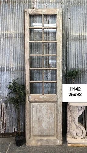 Antique French Single Door (25x92) 12 Pane Glass European Door H142