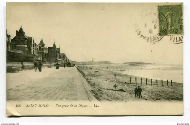CPA-Carte postale-France - Saint malo - Vue prise de la Digue - 1918 ( CP4095 )
