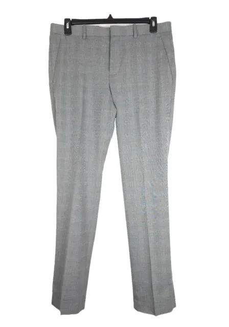 Perry Ellis Men's Slim-Fit Stretch Dress Pants Smoked Pearl Plaid 38x30 $95 NWT