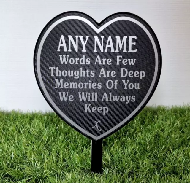 Graveside Decoration Memorial gift, Personalised Memorial Heart Plaque - Silver