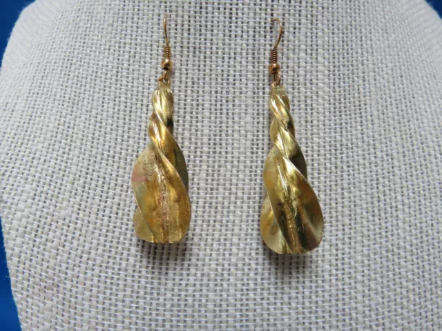 MALI West African Ethnic Jewelry "FULANI GOLD" HAMMERED  TWIST EARRINGS A