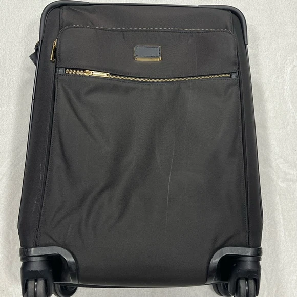 Tumi Alpha Continental Dual Access 4-Wheel Carry-On Suitcase Black Gold