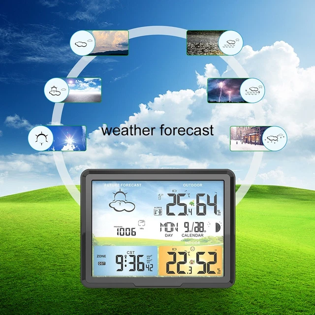Orologio meteo robusto con sensore wireless calendario indice di calore in tempo reale