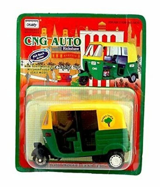 Green & Black Auto Rickshaw (Tuk Tuk) India Taxi Toy Car - 1:6 Scale, Plastic, Sealed 10 thumbnail image