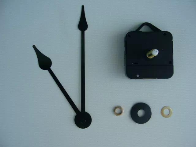 HIGH TORQUE CLOCK MOVEMENT LONG SPINDLE 140MM BLACK french spade metal hands