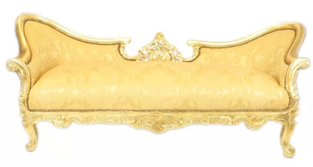 Casa Padrino Barock Sofa Garnitur Vampire Gold Blumen Muster / Gold - Antik