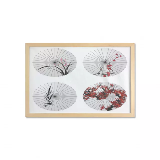 Ambesonne Cherry Blossom Wall Art with Wide Frame for Bathrooms Living Room