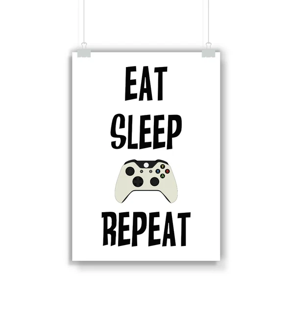 Eat Sleep Xbox One Repeat Print, Gaming, Gift, Gamer, Gifts, Poster, Art