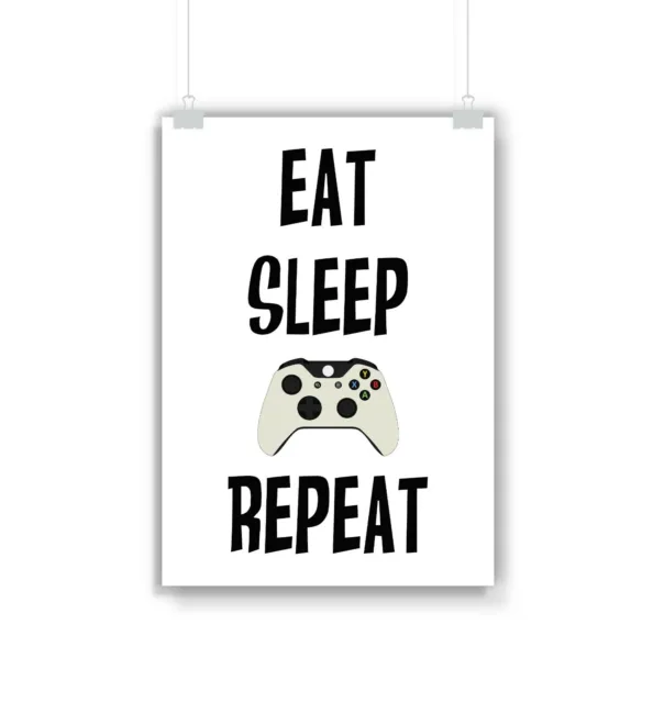 Eat Sleep Xbox One stampa ripetuta, gioco, regalo, giocatore, regali, poster, arte