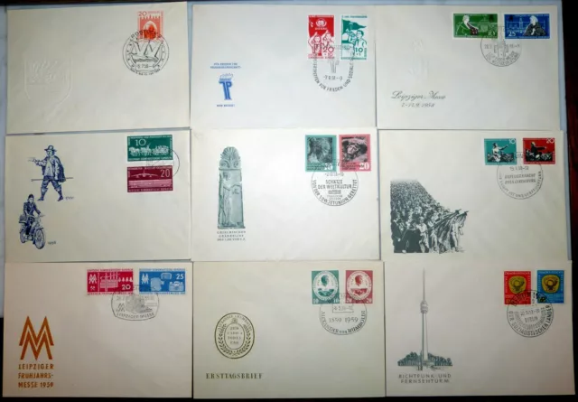 9x DDR FDC Cover 1958 1959 Ersttagsbrief Brief Lot Posten Sammlung (90 1