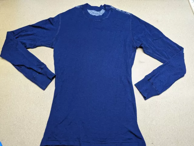 Janus Base Layer Shirt Merino Wool Womens Medium Running Ski Sport Outdoor Blue