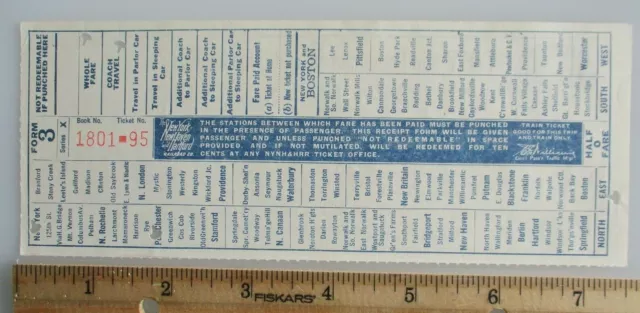 1940s? NYNH&HRR New York New Haven & Hartford Railroad Train Ticket Port Chester