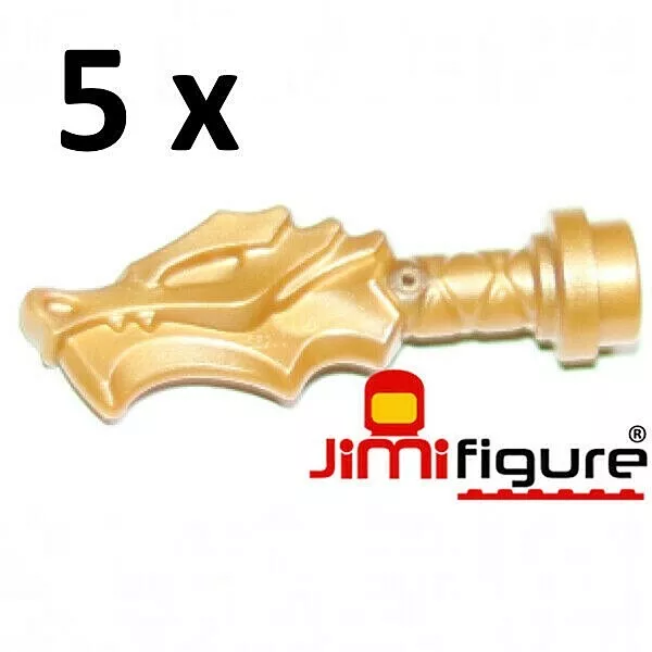 NEW 5 x LEGO Minifigure Weapon Sword Hilt Dragon Head Pearl Gold 36017 Genuine