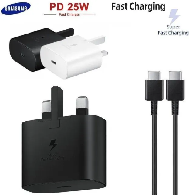 Genuine 25W Super Fast Charger For Samsung Galaxy Phones Adapter Plug & Cable UK